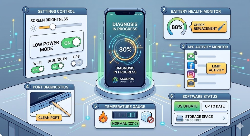 Common causes of fast iPhone battery drain and practical repair checks