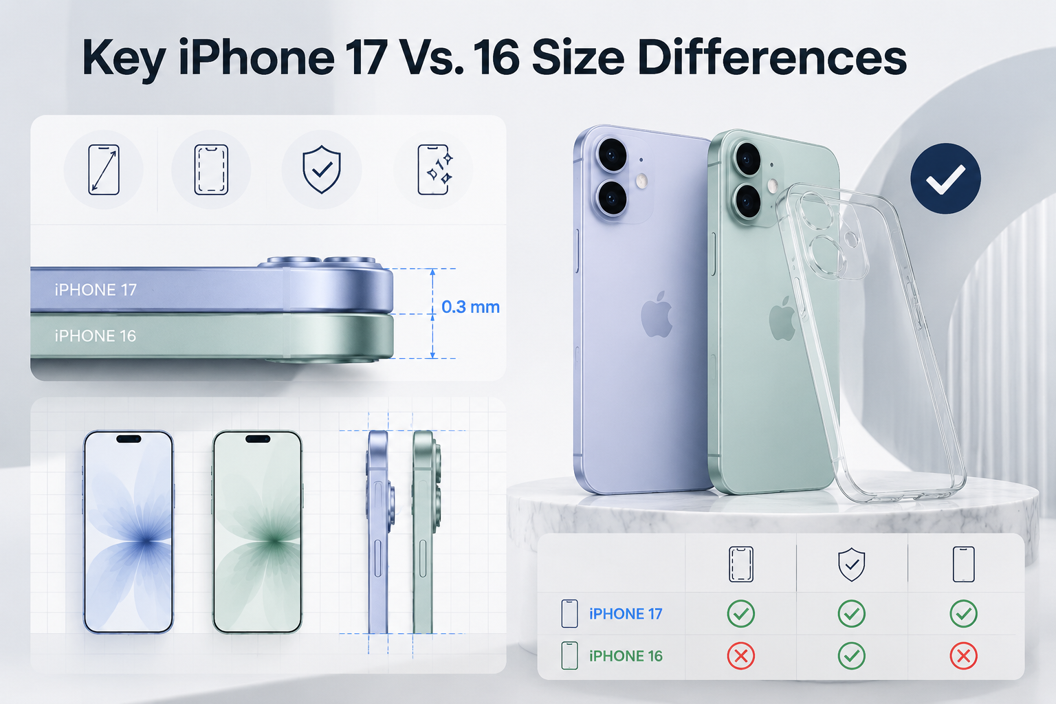 iPhone 17 Dimensions vs. iPhone 16: Why Your Old Case Won't Fit, Key iPhone 17 Vs. 16 Size Differences, do iphone 16 cases fit iphone 17, illustration 1