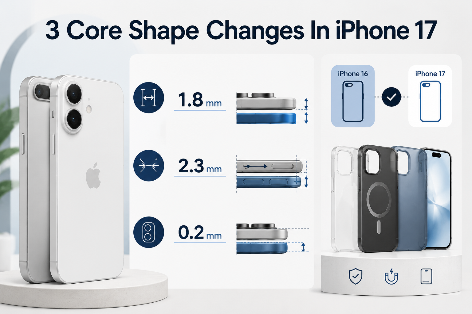iPhone 17 Dimensions vs. iPhone 16: Why Your Old Case Won't Fit, 3 Core Shape Changes In iPhone 17, do iphone 16 cases fit iphone 17, illustration 2