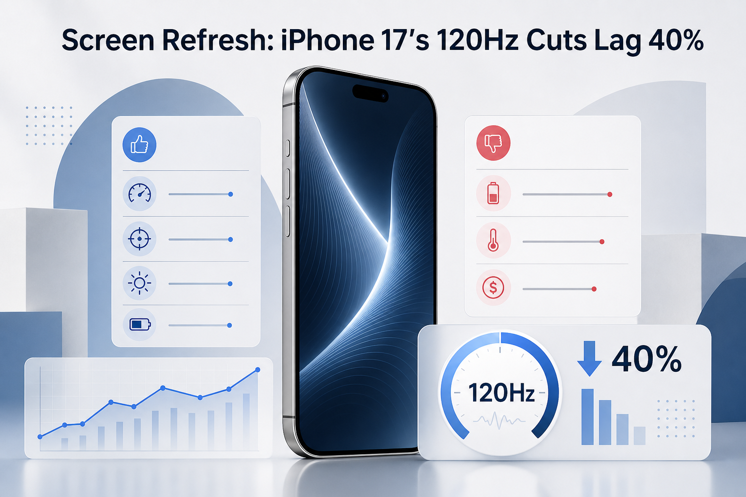 iPhone 17 Vor- & Nachteile: Sollten Sie vom iPhone 15/16 upgraden?, Bildschirmaktualisierung: iPhone 17’s 120Hz reduziert Verzögerungen 40%, iPhone 17 Bewertungen Vor- und Nachteile, Abbildung 2