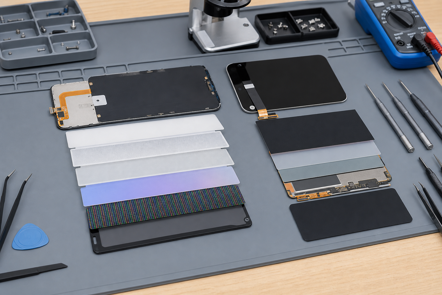 Structural Differences in Display Components - LCD vs OLED screen comparison