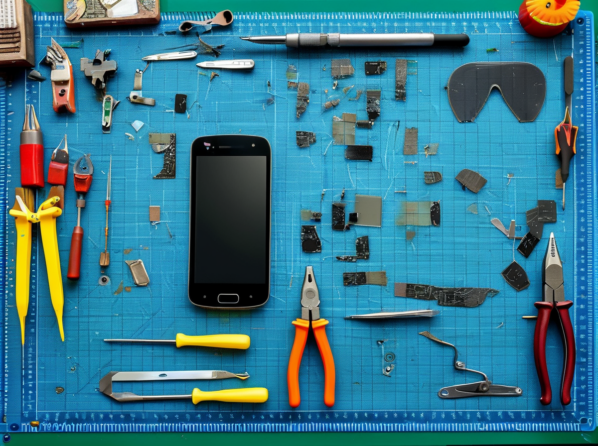 Repair tools prepared for Samsung S24 Ultra screen replacement