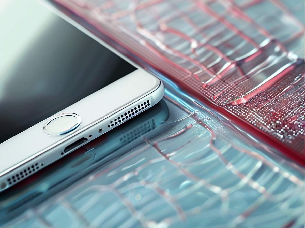 Anti glare matte finish phone screen assembly close up macro surface texture