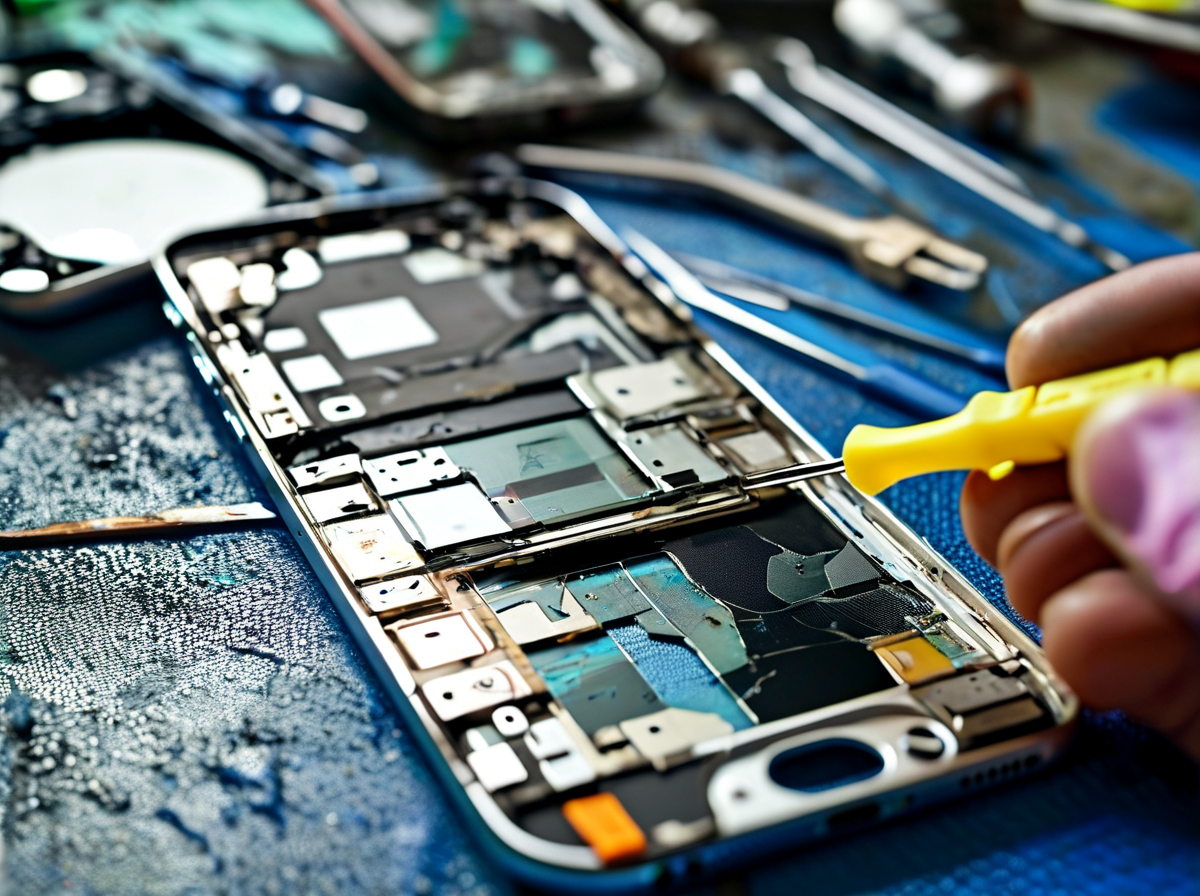 smartphone screen repair with suction cup and spudger