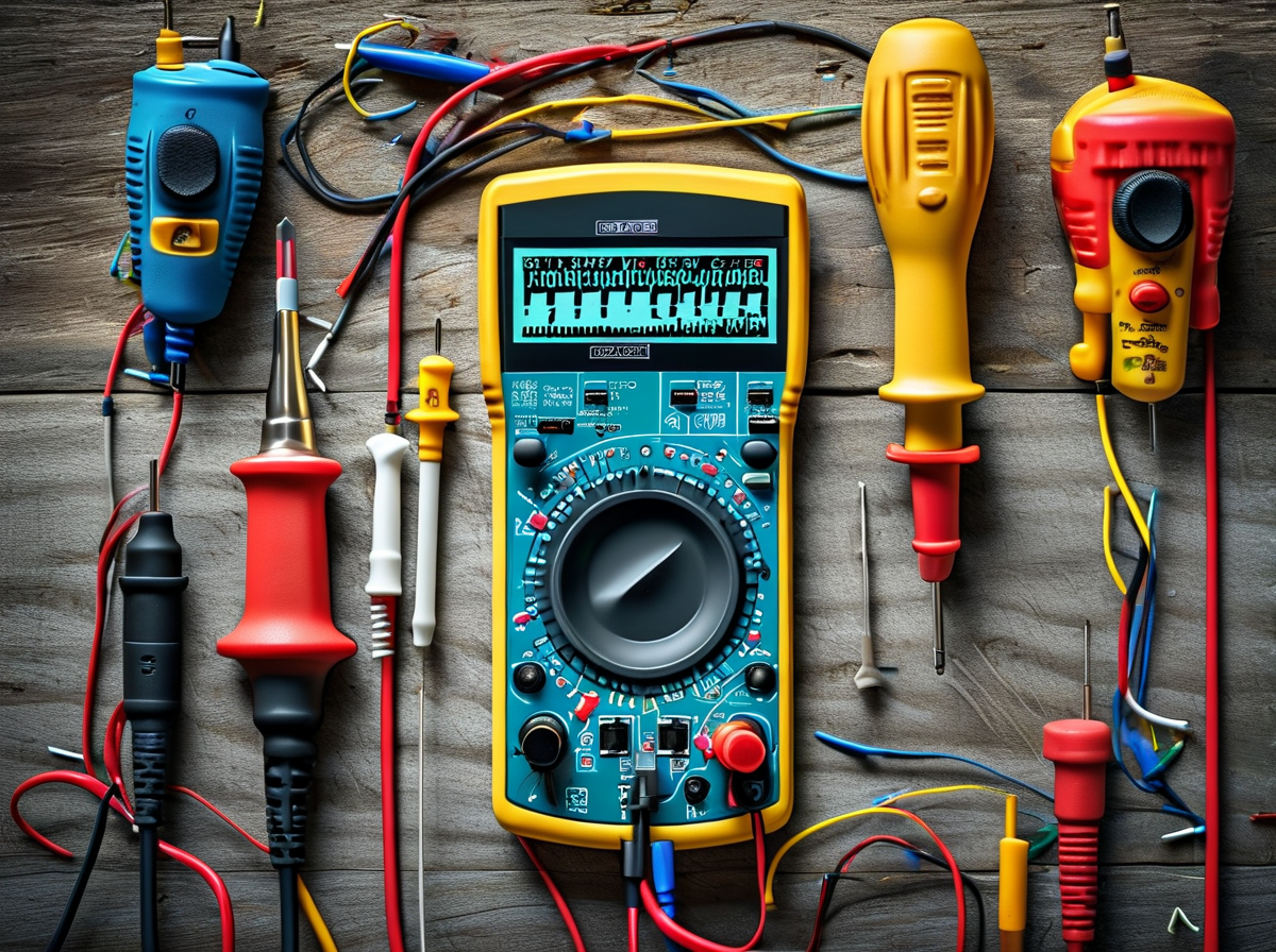 digital multimeter testing smartphone battery